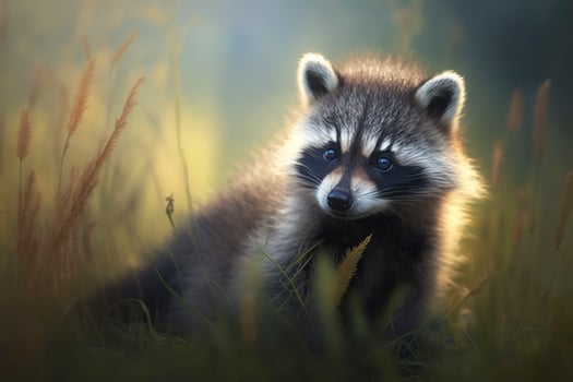 Cute baby raccoon. . photo