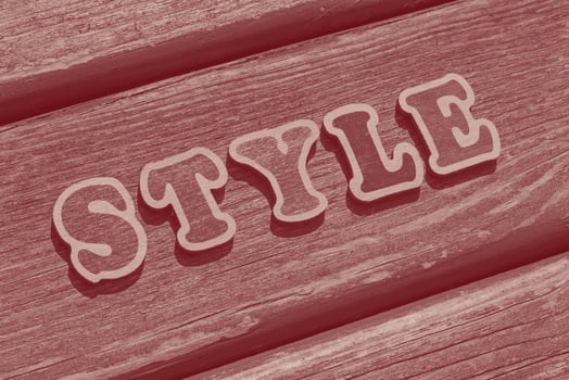 word style made of wooden letters on wooden bench photo
