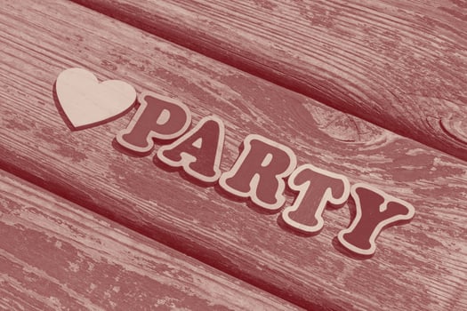 word party with valentine on wooden background photo
