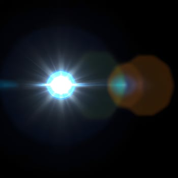 Lens flare isolated on black background. light effect. . photo