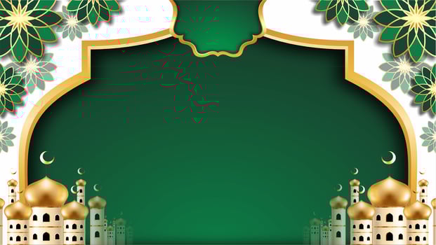 Eid-Al-Fitr ramadan Milad mosque Islamic Arabic Green Luxury Background photo
