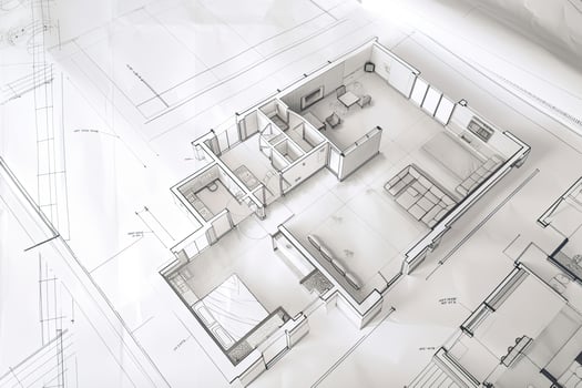 Architectural plan. Technical project of living room. photo