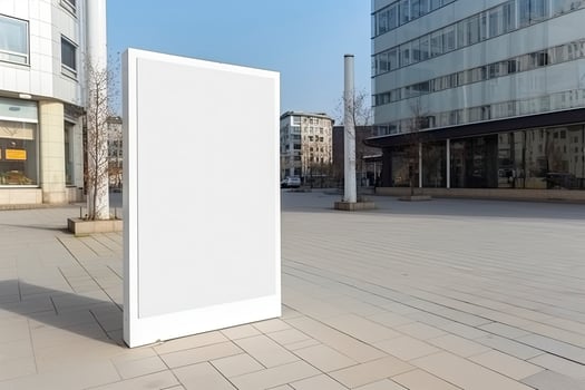 public shopping center mall or business center advertisement board space as empty blank white mockup signboard photo