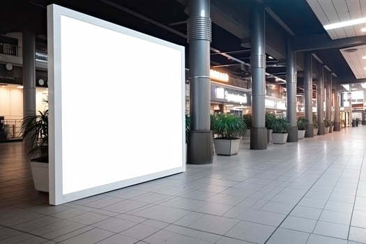 public shopping center mall or business center advertisement board space as empty blank white mockup signboard photo
