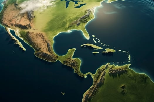Surface of the Planet Earth viewed from a satellite, focused on South America, Andes cordillera and Amazon rainforest photo
