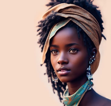 African Woman, portrait of a dark-skinned African girl in a headdress. photo