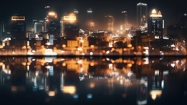 Defocused lights in city. The bokeh light from building and night city. Cityscape. . photo
