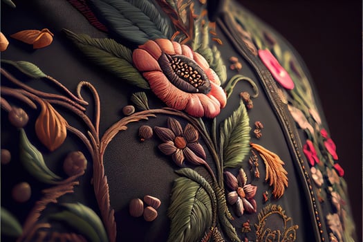 illustration of multicolor ethnic hand embroidery pattern design photo