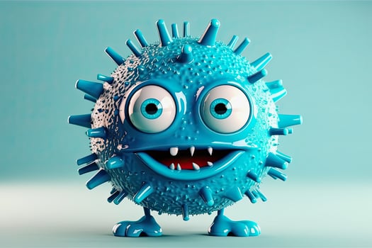 illustration of a cute blue virus character photo