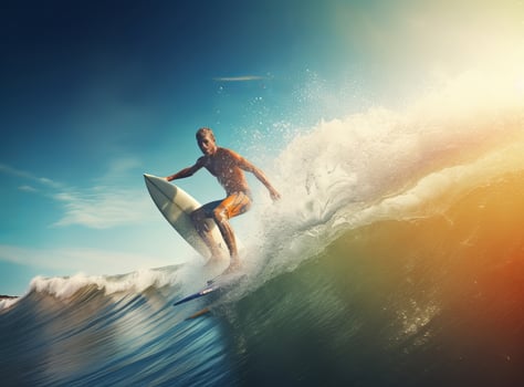 Surfer in ocean. Illustration photo
