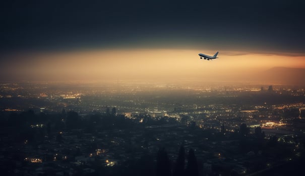 Flying airplane. Illustration photo
