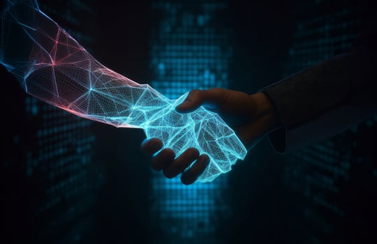 two Man with digital city. Illustration photo