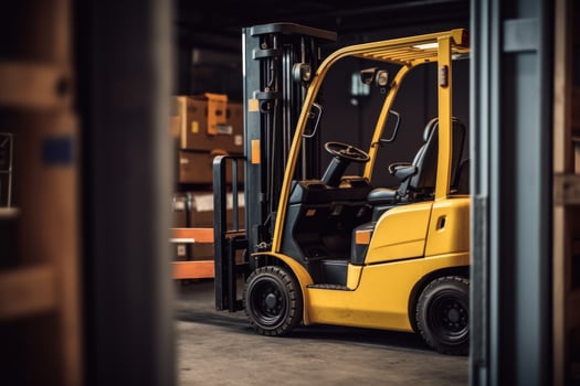 warehouse loader loading cargo pallets photo