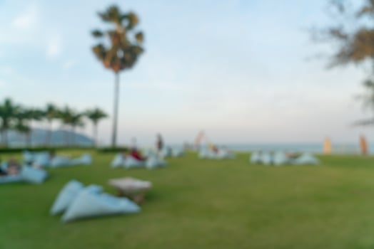 abstract blur camping yard on beach for background photo