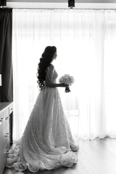 morning of the bride with the creation of the image photo