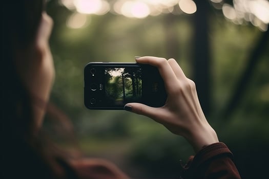 smartphone takes pictures. photo