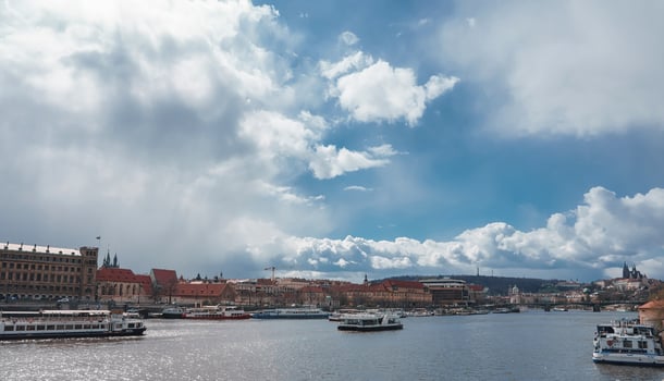 Old town of Prague. Czech Republic over river Vltava with Saint Vitus cathedral on skyline. photo