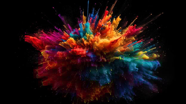 A Colorful Explosion on a Black Background. photo