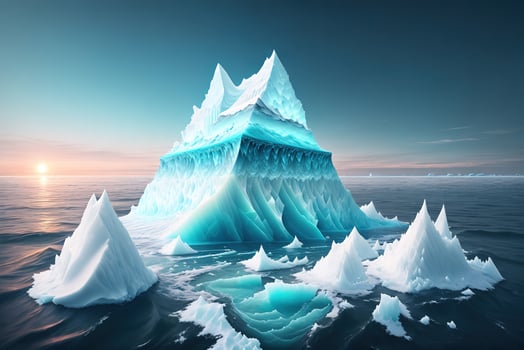 large iceberg floating in the sea by photo
