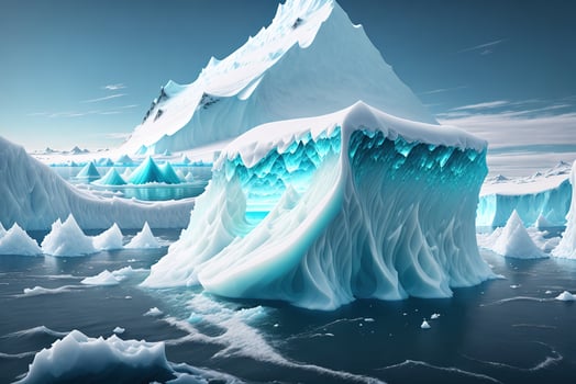 large iceberg floating in the sea by photo