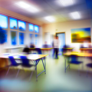 School student blurred light background, template - image photo