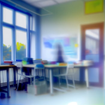 School student blurred light background, template - image photo
