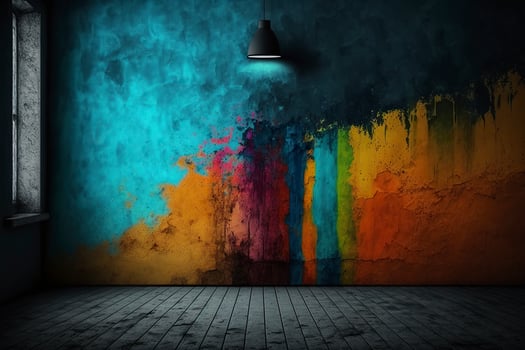 Empty room with abstract painted wall background for product showcase and display. photo