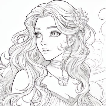 A character design princess in a coloring book photo