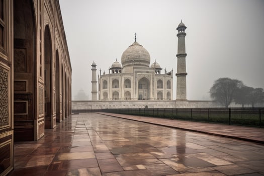 The beautiful taj mehal in india view photo