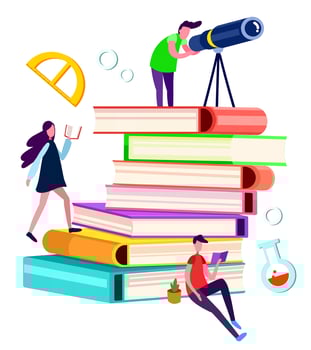 World book day, stack of books with glasses on mint background photo