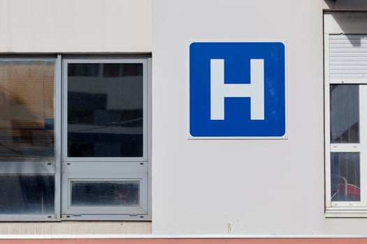 Blue hospital sign photo