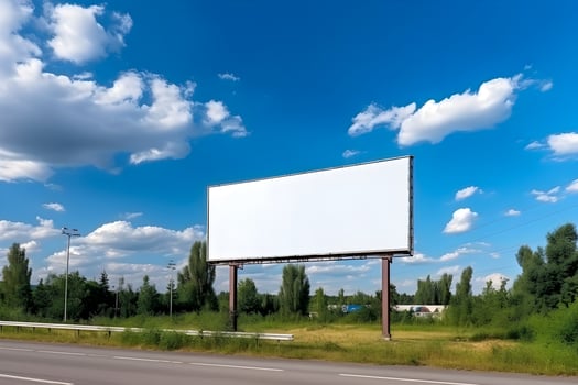 blank billboard on the highway roadside, Wide Empty billboard at highway for advertisment placement or marketing banner photo