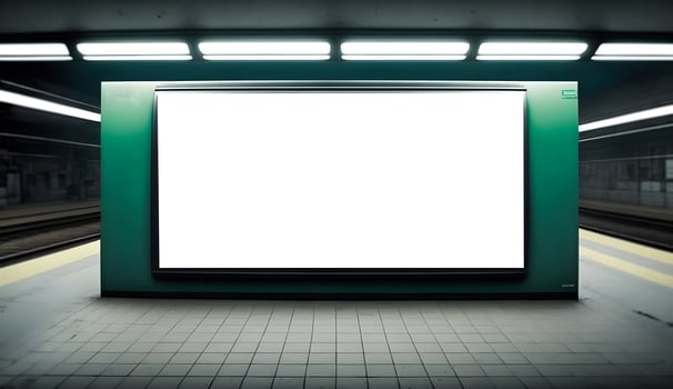 Empty subway billboard, Blank white landscape advertisment billboard in subway station for marketing banner, Ad display space at underground subway, Free photo