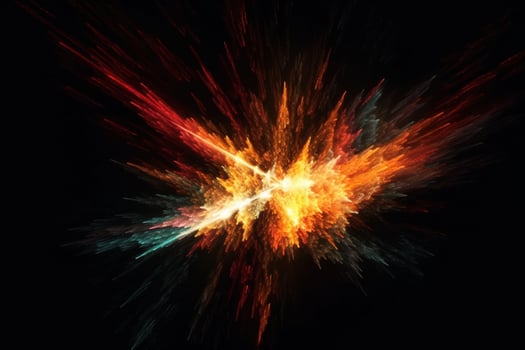colorful explosion paint in dark photo