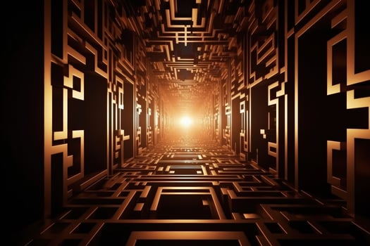 geometric sci fi abstract illuminated background in dark photo