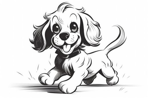 Coloring page outline of cartoon cute little puppy dog. illustration coloring book for kids. photo