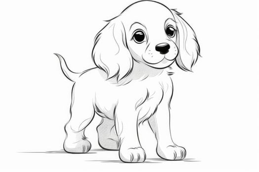 Coloring page outline of cartoon cute little puppy dog. illustration coloring book for kids. photo