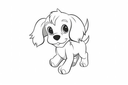 Coloring page outline of cartoon cute little puppy dog. illustration coloring book for kids. photo