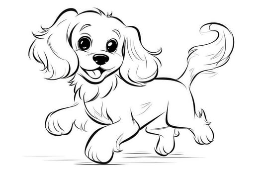 Coloring page outline of cartoon cute little puppy dog. illustration coloring book for kids. photo