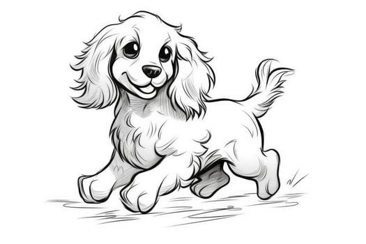 Coloring page outline of cartoon cute little puppy dog. illustration coloring book for kids. photo