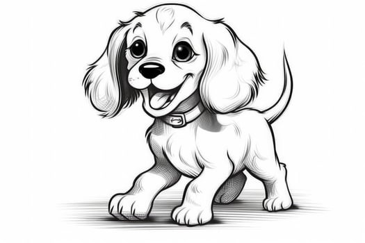 Coloring page outline of cartoon cute little puppy dog. illustration coloring book for kids. photo