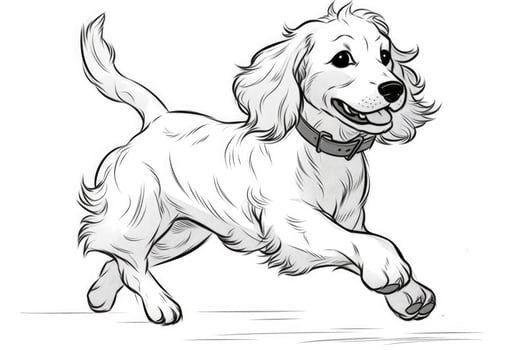 Coloring page outline of cartoon cute little puppy dog. illustration coloring book for kids. photo