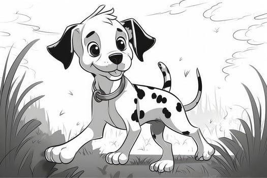 Coloring page outline of cartoon cute little puppy dog. illustration coloring book for kids. photo
