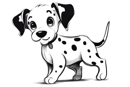 Coloring page outline of cartoon cute little puppy dog. illustration coloring book for kids. photo