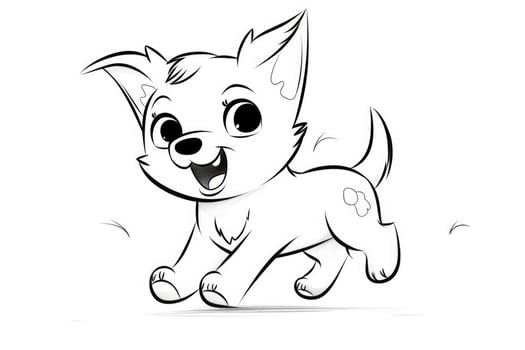 Coloring page outline of cartoon cute little puppy dog. illustration coloring book for kids. photo