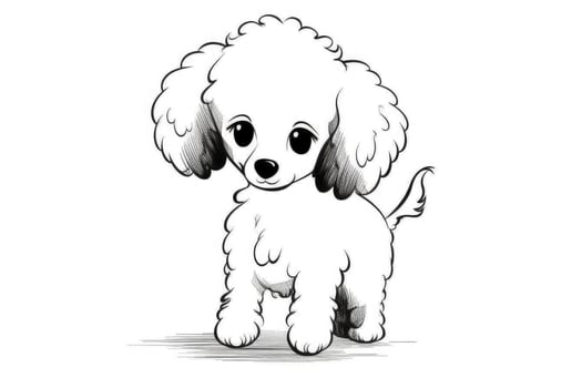 Coloring page outline of cartoon cute little puppy dog. illustration coloring book for kids. photo