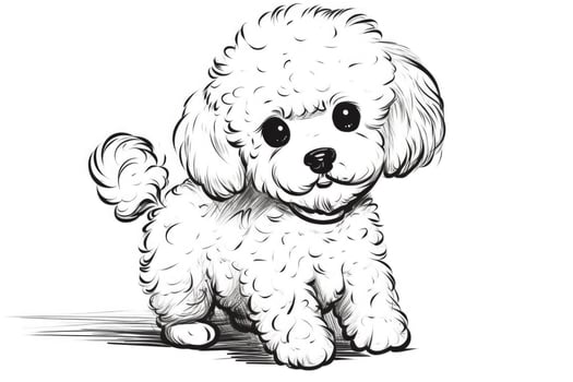 Coloring page outline of cartoon cute little puppy dog. illustration coloring book for kids. photo