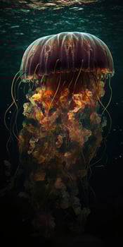 glowing jellyfish under water, Generate Ai photo