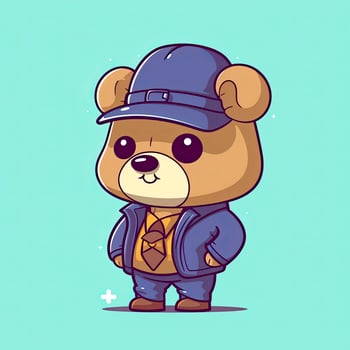 Cute detective bear, cartoon character, generat ai photo