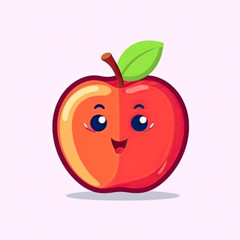Apple fruit cartoon icon illustration. food fruit icon concept isolated . flat cartoon style, generat ai photo